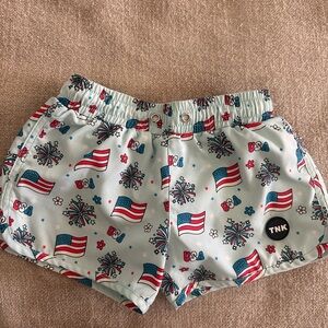 Kids USA Flag Swim Trunks - Blue and Red